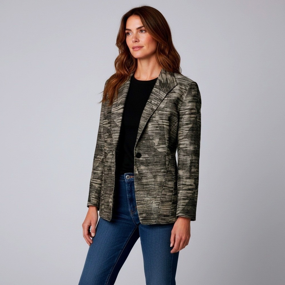 Lafayette 148 New York Size 18 Textured Jacquard Cotton Linen Blazer Jacket - Picture 8 of 9